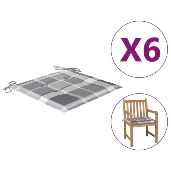 vidaXL Stolsdynor 6 st grårutig 50x50x3 cm oxfordtyg
