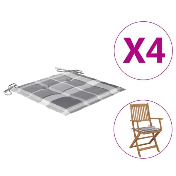 vidaXL Stolsdynor 4 st grårutig 40x40x3 cm oxfordtyg