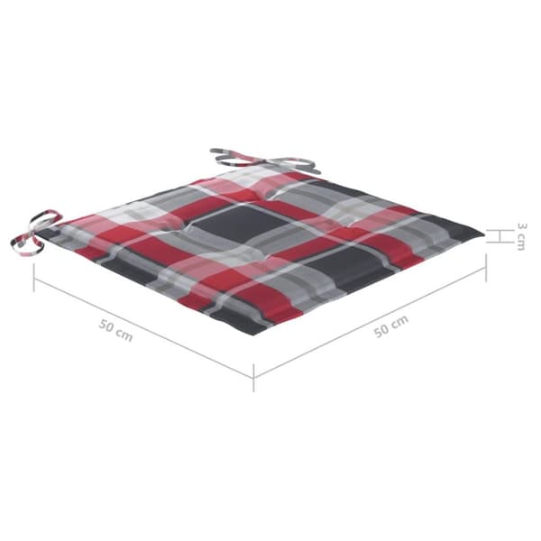 vidaXL hynder til havestol 2 stk. 50x50x3 cm oxfordstof rødternet