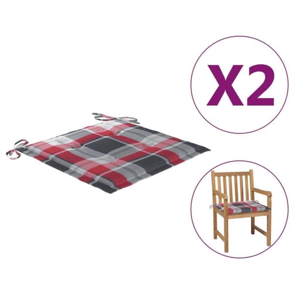 vidaXL Stolsdynor 2 st rödrutig 50x50x3 cm oxfordtyg