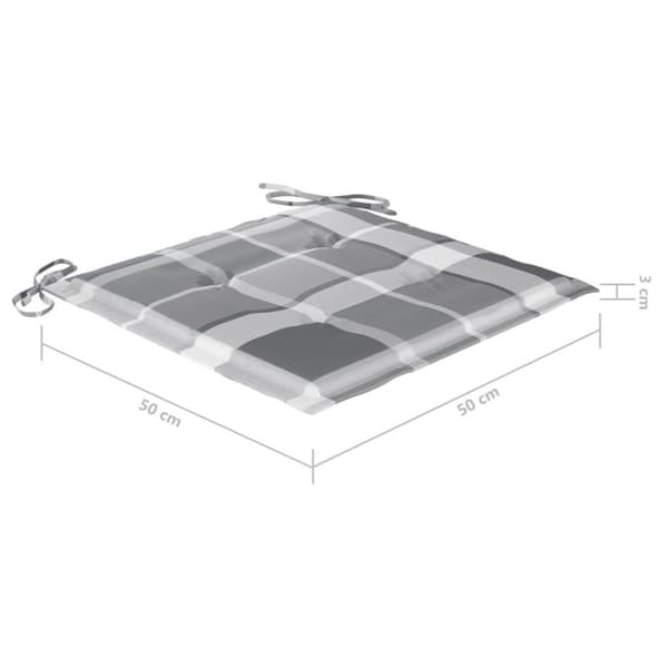 vidaXL Stolsdynor 2 st grårutig 50x50x3 cm oxfordtyg