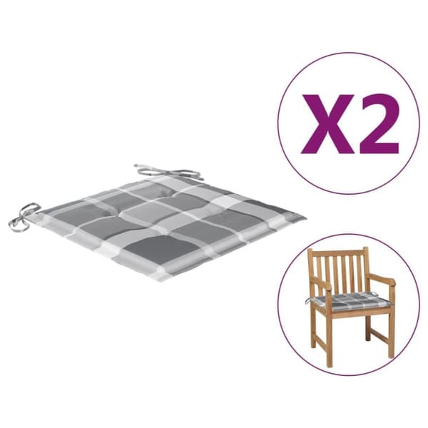 vidaXL Stolsdynor 2 st grårutig 50x50x3 cm oxfordtyg