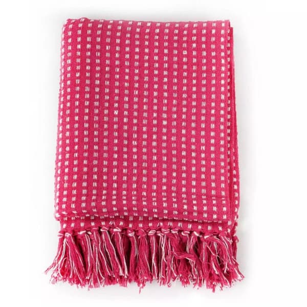 vidaXL plaid bomuld firkanter 160 x 210 cm lyserød