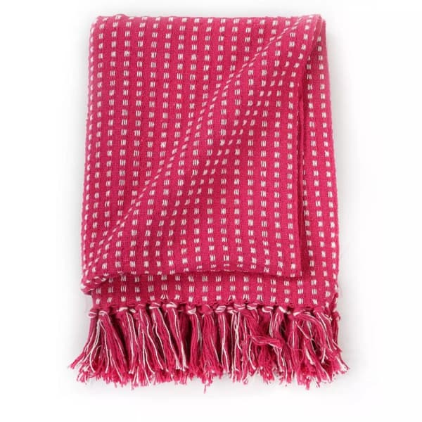 vidaXL plaid bomuld firkanter 160 x 210 cm lyserød