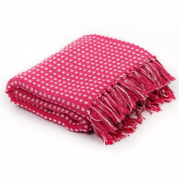 vidaXL plaid bomuld firkanter 125 x 150 cm lyserød