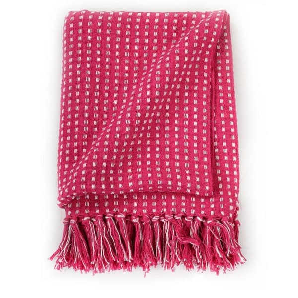 vidaXL Pledd bomull rutetmønster 125x150 cm rosa