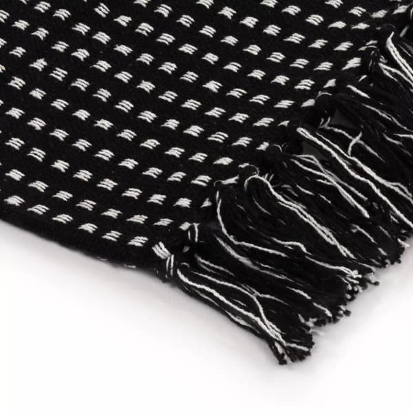 vidaXL Pledd bomull rutetmønster 125x150 cm svart
