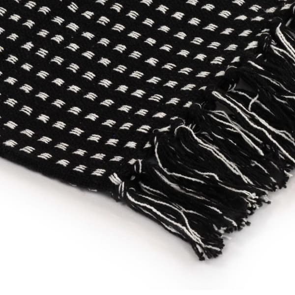 vidaXL Pledd bomull rutetmønster 160x210 cm svart