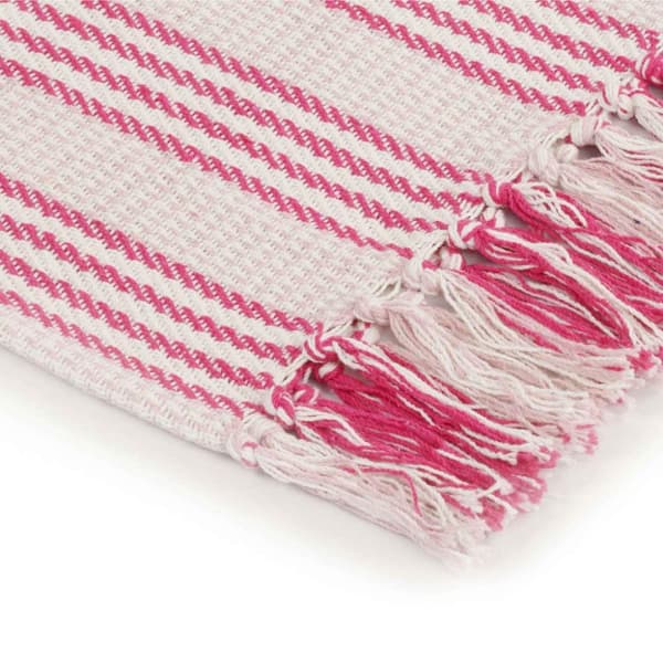vidaXL Pledd bomull stripetmønster 160x210 cm rosa og hvit