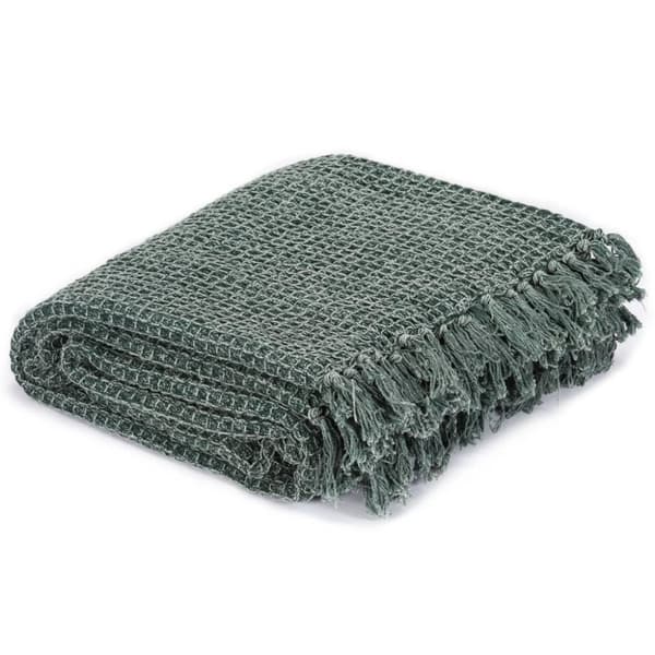 vidaXL plaid 125 x 150 cm bomuld mørkegrøn
