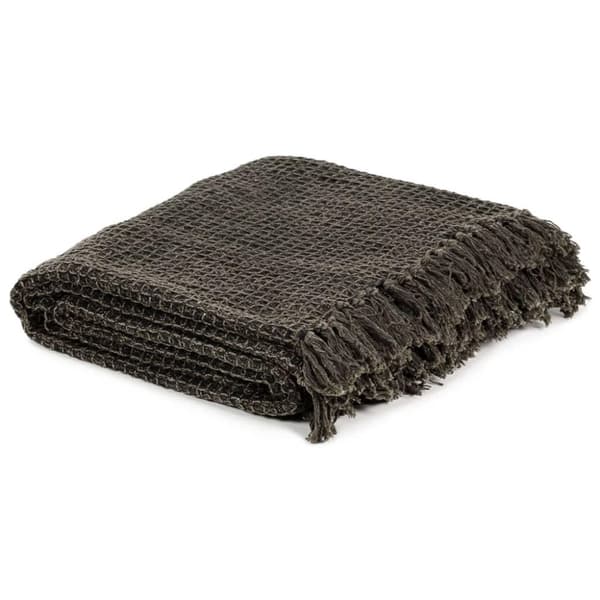 vidaXL plaid 125 x 150 cm bomuld antracitgrå/brun