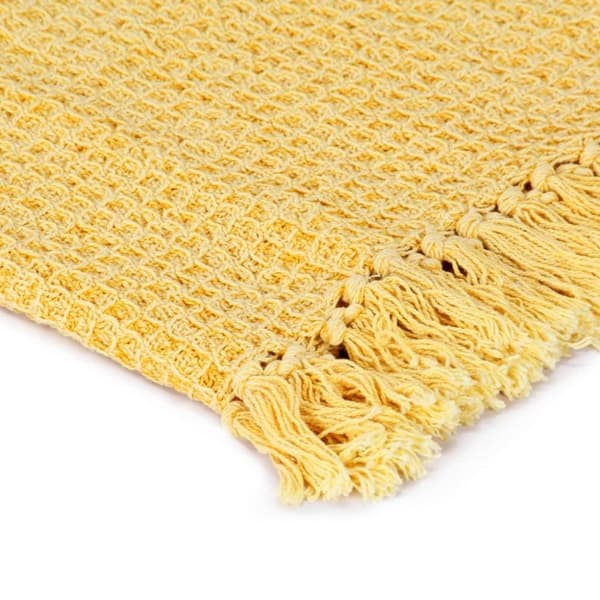 vidaXL plaid 220 x 250 cm bomuld sennepsgul
