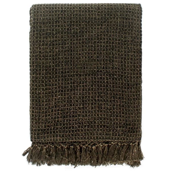 vidaXL Pledd bomull 125x150 cm antrasitt/brun