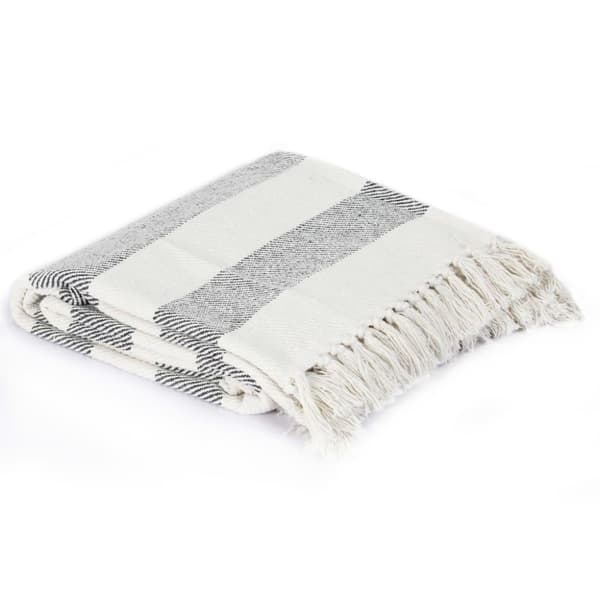 vidaXL Teppe bomull stripemønster 220x250 cm antrasitt
