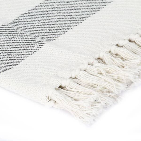 vidaXL Teppe bomull stripemønster 220x250 cm antrasitt