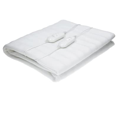 ECD Germany XXL opvarmet tæppe 160 x 140 cm - lavet af polyester - hvid - 2 opvarmningsniveauer - 2 x 60 watt 230 V - åndbar - dobbelt elektrisk