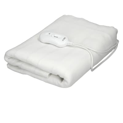 ECD Germany opvarmet tæppe med overophedningsbeskyttelse 150 x 80 cm - lavet af polyester - hvid - 3 opvarmningsniveauer - 60 watt 230 V - åndbar -