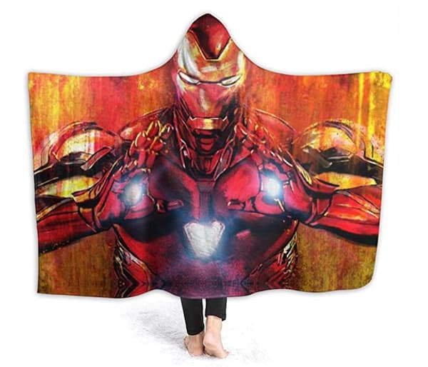 Plush Filt Pläd med Huva Ironman  150 cm x ca 125 cm