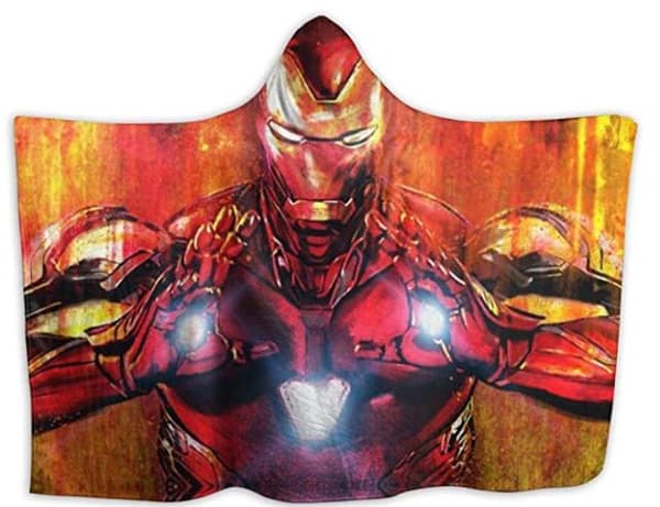 Plush Filt Pläd med Huva Ironman 125 cm x ca 100 cm