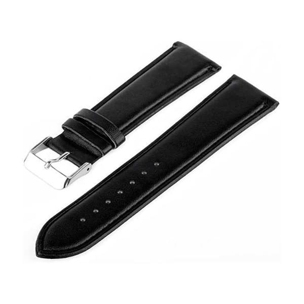 Klockarmband Svart PU-Läder 18/20/22mm - Stålspänne