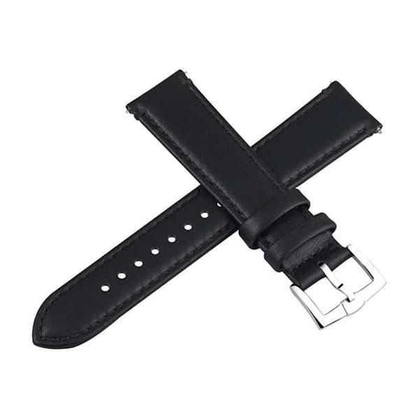 Klockarmband Svart PU-Läder 18/20/22mm - Stålspänne