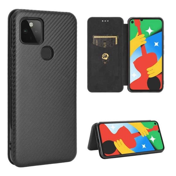 Google Pixel 4a 5G Flipfodral Kortfack CarbonDreams Svart