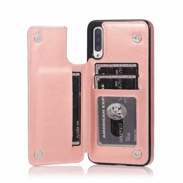 Samsung A50 iskunkestävä kotelo, 3-taskuinen Flippr Rose Gold