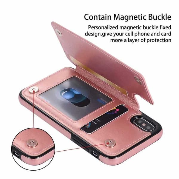 iPhone XS Max Stødsikker Cover Kortholder 3-SLOT Flippr Rose Gold