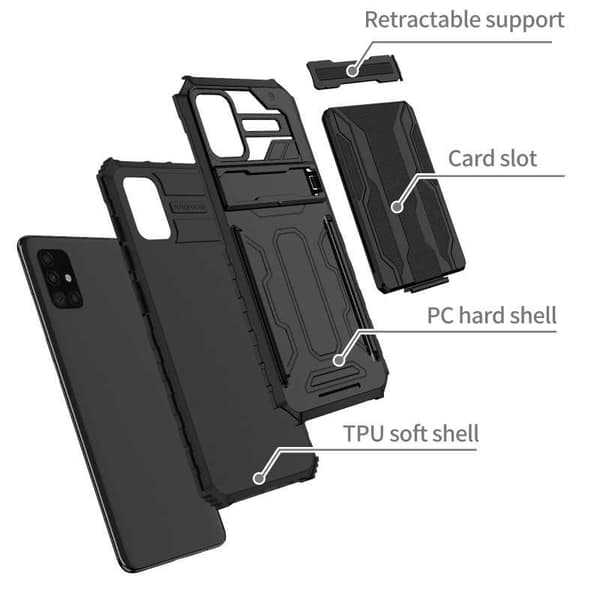 Samsung A51 4G Stöttåligt Skal Kickstand & Kortfack ThinArmor V3