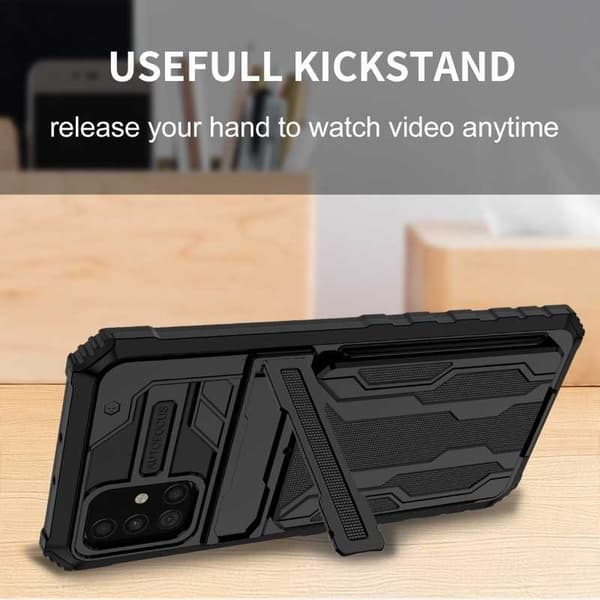 Samsung A51 4G Stöttåligt Skal Kickstand & Kortfack ThinArmor V3