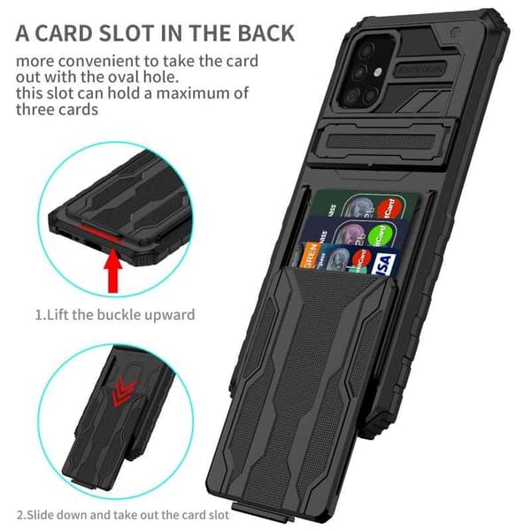 Samsung A51 4G Stöttåligt Skal Kickstand & Kortfack ThinArmor V3