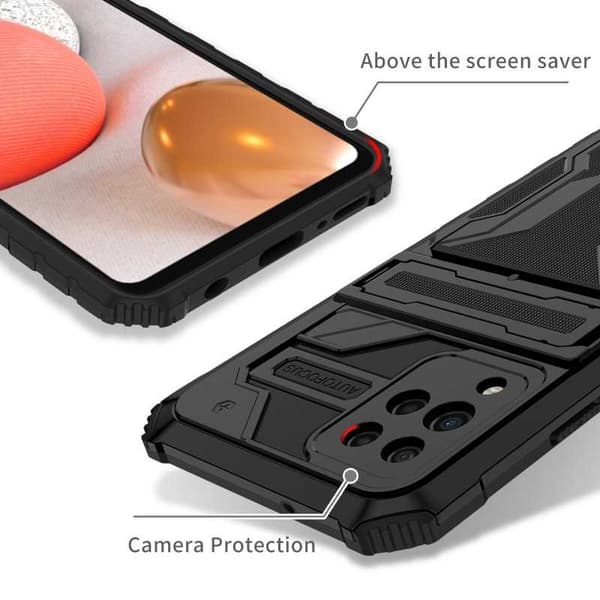 Samsung A42 5G Stöttåligt Skal Kickstand & Kortfack ThinArmor V3