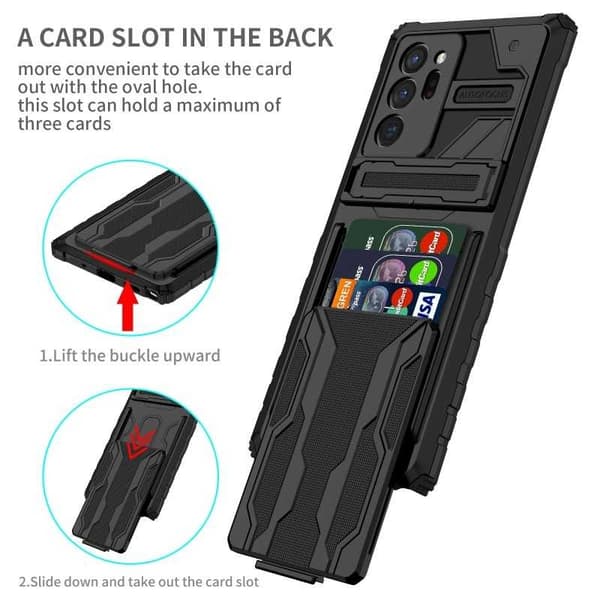 Samsung Note 20 Ultra Iskunkestävä Kansi Jalusta ja korttipaikka ThinArmor V3