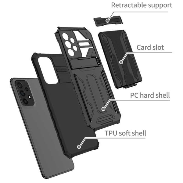 Samsung A72 4G / 5G Stöttåligt Skal Kickstand & Kortfack ThinArmor V3