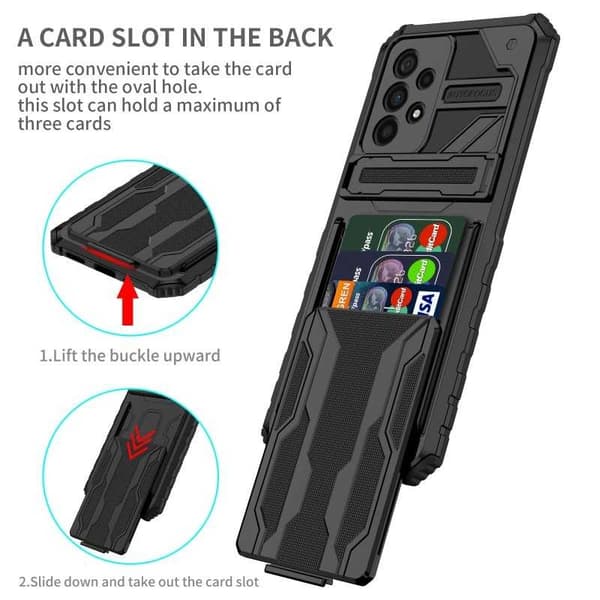 Samsung A72 4G / 5G Stöttåligt Skal Kickstand & Kortfack ThinArmor V3