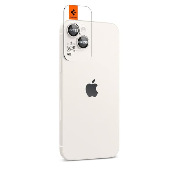 Spigen iPhone 14 / 14 Plus 2-PACK Optik.tR "Ez Fit" Linsskydd Starlight