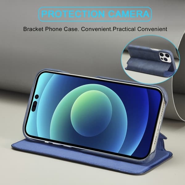 LC.IMEEKE iPhone 14 Plus Fodral Flip Läder Blå