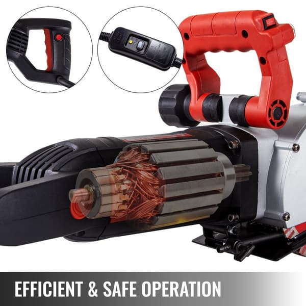 4800W 6500RPM 125mm elektrisk väggspårskärmaskin med lasersiktning/vattenpump/flyttbart lock/dubbelt handtag, engångsgjutning, justerbart djup/bredd