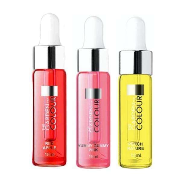 3-pack - Nagelbandsolja - Äpple, Tuggummi, Persika - 15ml