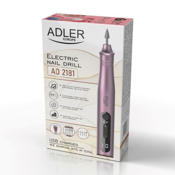 Adler Nagelvård - AD 2181 - Nagelfräsmaskin - 11 i 1 set rosa