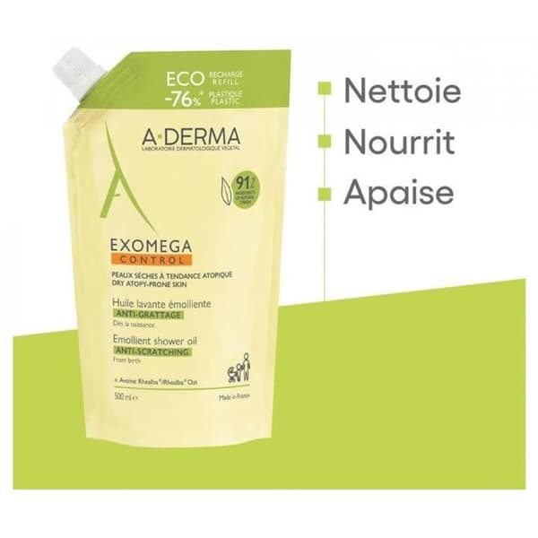 A-Derma Exomega Control - Mjukgörande tvålolja mot klåda 500 ml