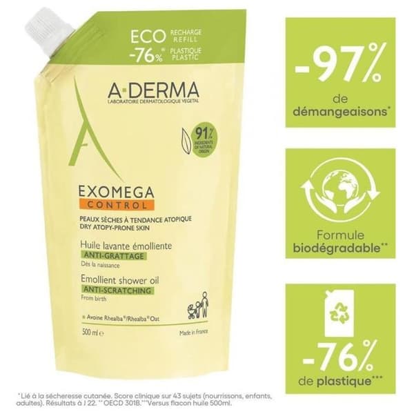 A-Derma Exomega Control - Mjukgörande tvålolja mot klåda 500 ml