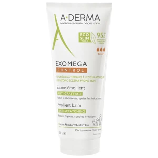 Balm Emollient - A-Derma - Exomega Control - 200ml - Antiklåd - Torr hud