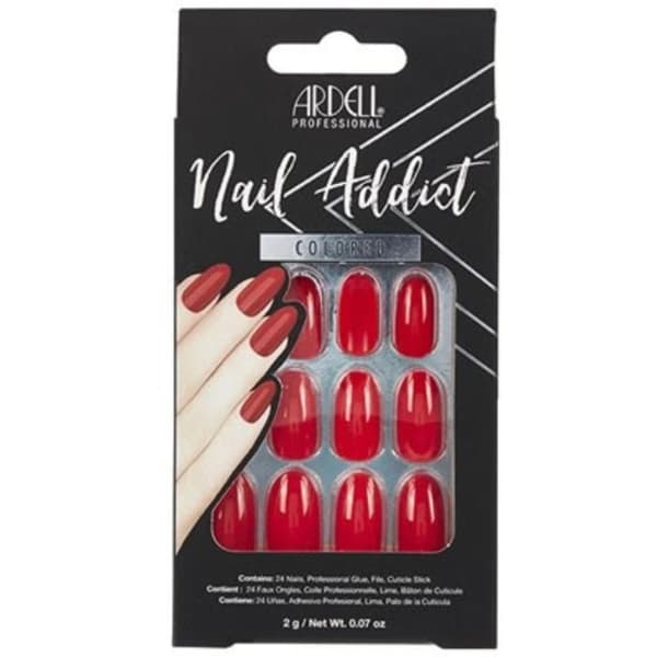 Fotvård - ARDELL Nail Addict Konstnaglar 28 Stycken - Cherry Red, Enkla att Använda
