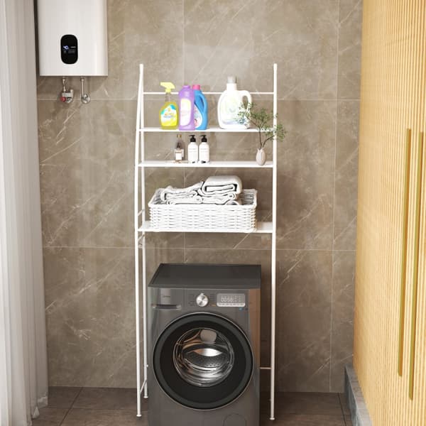 LIVIT Över-tvättmaskin Badrumshylla, Vit, 65x25x166 cm