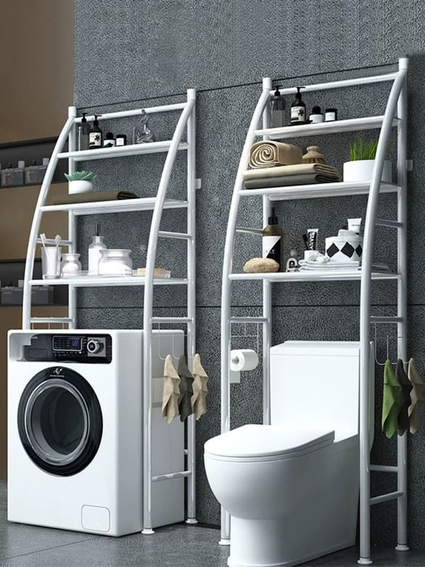LIVIT Över-tvättmaskin Badrumshylla, Vit, 65x25x166 cm