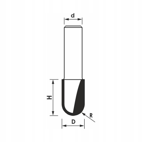 GLOBUS Kuglefræser Z2 R15.8 D31.7 S12 mm /PREMIUM