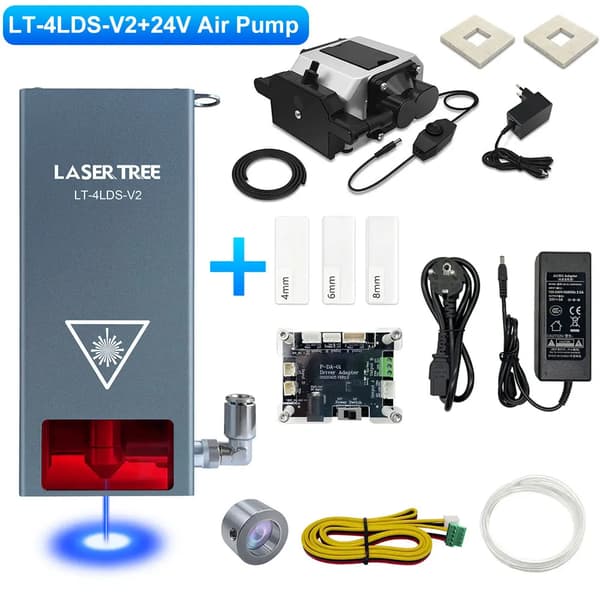 20W Laserhoved, 455nm Bølgelængde, TTL/PWM/Analog Modulation,LT-4LDS-V2-24V AP, EU-Stik