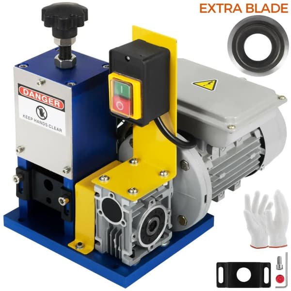 Elektrisk Kabelavskalarmaskin, 60 fot/min avskalningshastighet, 1/4 HP effekt,Djupblå med handsk