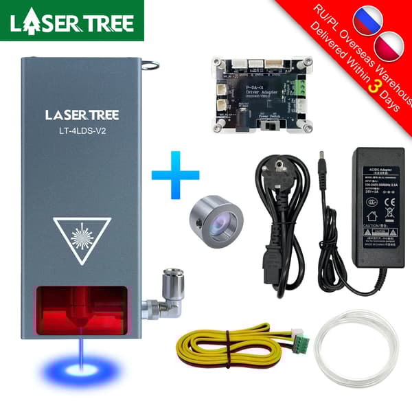 Laseripää CNC-kaiverrimeen, 80W teho, 450nm sininen valo,24V, LT-4LDS-V2-EU